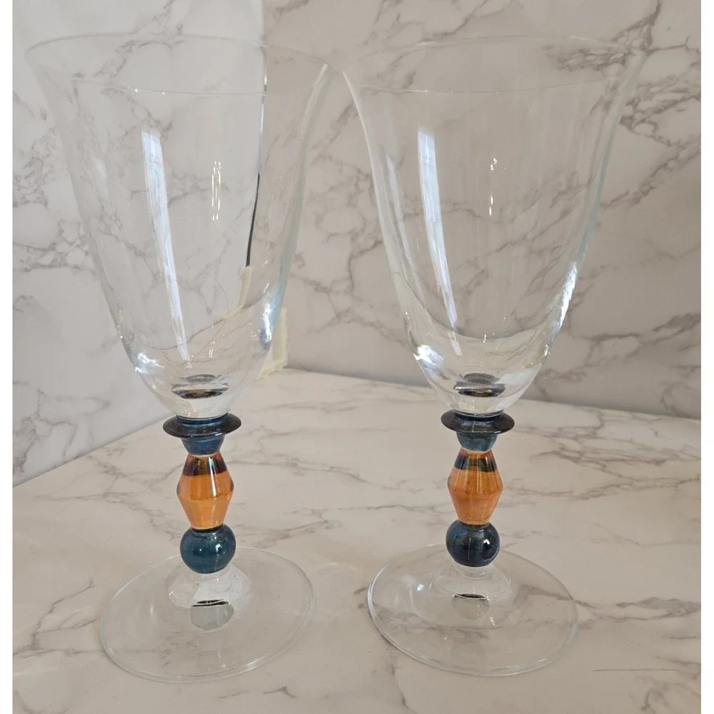 MIKASA‎ CRYSTAL GOBLETS KENSINGTON CLEAR WATER/ICE TEA/ WINE GLASSES 2   (1999)